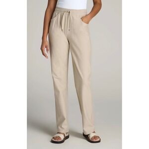 American Tall Womens XS Tall Beige Straight Leg Drawstring Pants NEW
